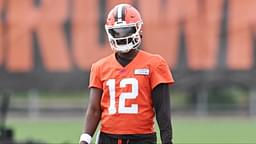 Cleveland Browns quarterback Shedeur Sanders (12) during mini camp at CrossCountry Mortgage Campus.