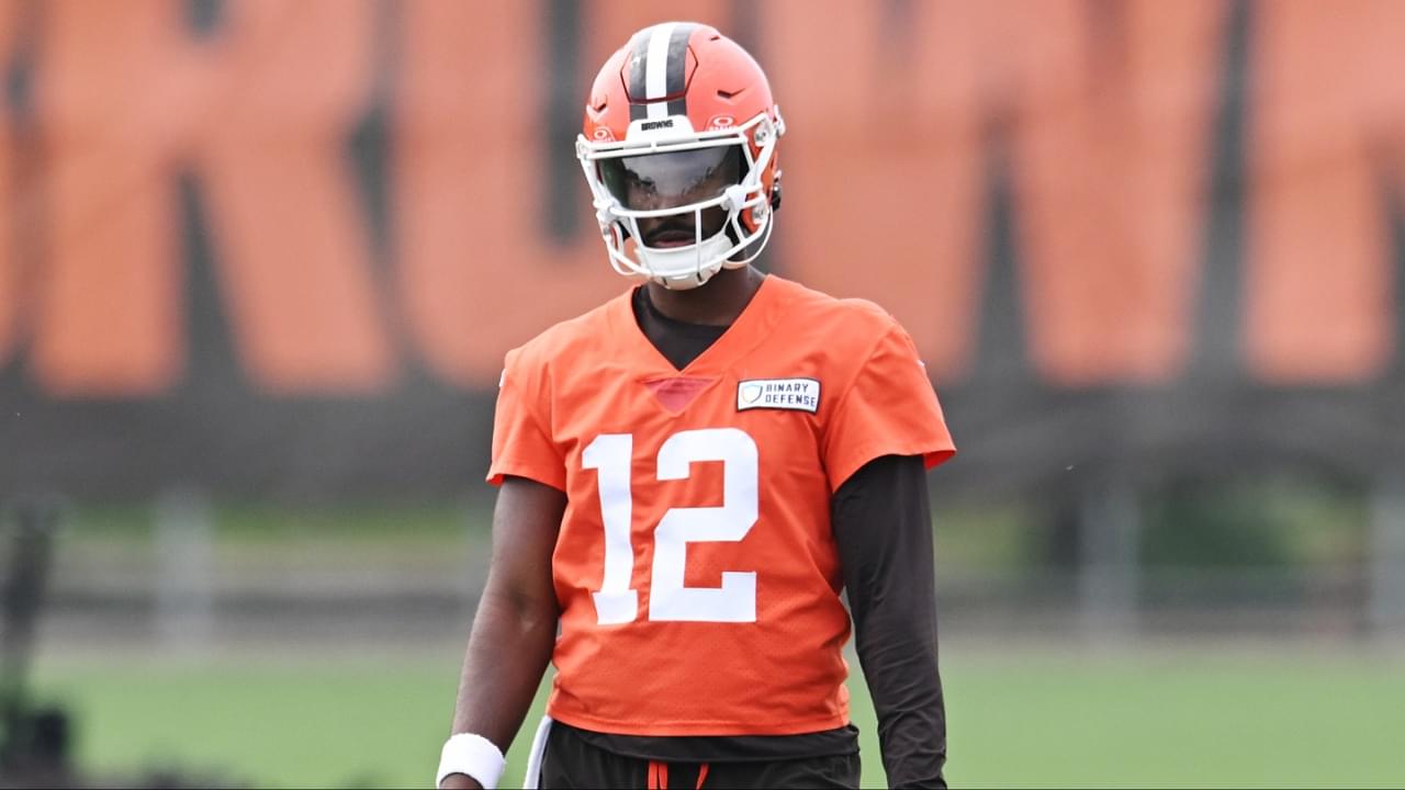 Cleveland Browns quarterback Shedeur Sanders (12) during mini camp at CrossCountry Mortgage Campus.
