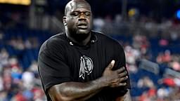 Jul 15, 2018; Washington, DC, USA; NBA former player Shaquille O'Neal during the 2018 legends and celebrity softball game at Nationals Ballpark.