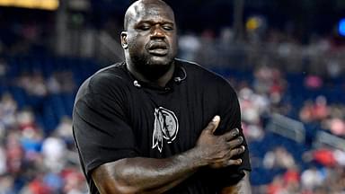 Jul 15, 2018; Washington, DC, USA; NBA former player Shaquille O'Neal during the 2018 legends and celebrity softball game at Nationals Ballpark.
