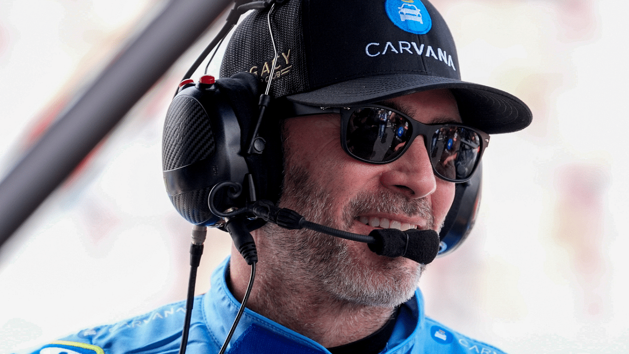 May 24, 2025; Concord, North Carolina, USA; NASCAR Cup Series driver Jimmie Johnson (84) during qualifying at Charlotte Motor Speedway. Mandatory Credit: Jim Dedmon-Imagn Images