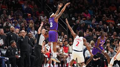 Phoenix Suns guard Bradley Beal (3) shoots against LA Clippers forward Kawhi Leonard (2) during the first half at PHX Center