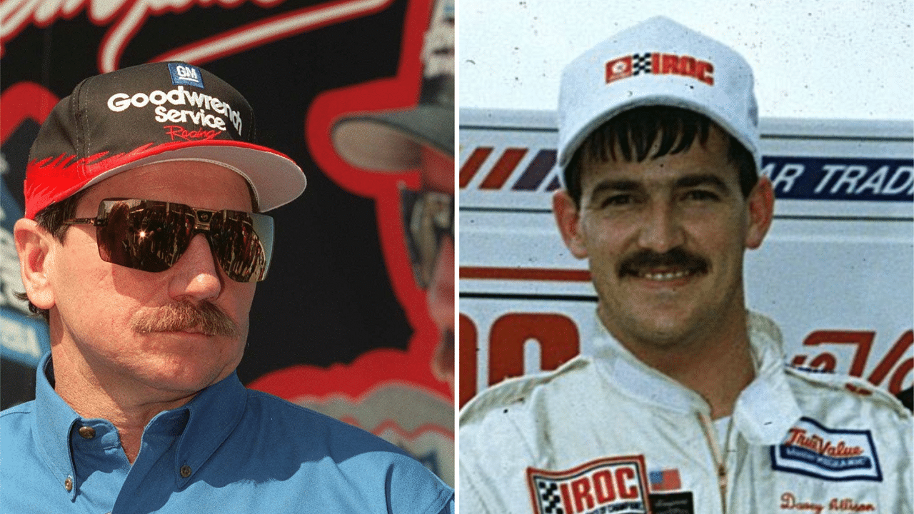 (L-R) Former NASCAR Cup Series drivers Dale Earnhardt and Davey Allison.