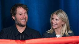 Mathew and Kelly Stafford share a laugh during speeches for the ribbon cutting of the Kelly and Matthew Stafford and Friends Education Center at the S.A.Y Detroit Play Center in Detroit on Monday, April 1, 2024.