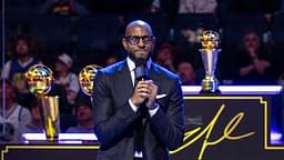 Former Golden State Warriors player Andre Iguodala talks during the Andre Iguodala jersey retirement ceremony at Chase Center.