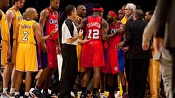 15 January 2010: Guard Baron Davis of the Los Angeles Clippers is held back from fighting by teammate Al Thornton while playing against the Los Angeles Lakers during the second half of the Lakers 126-86 victory over the Clippers at the STAPLES Center in Los Angeles, CA