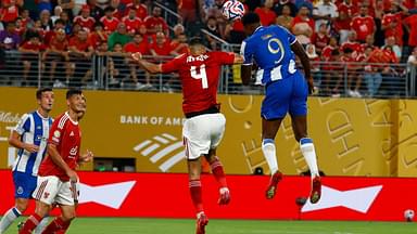 Jun 23, 2025; East Rutherford, New Jersey, USA; FC Porto's Samu Aghehowa scores their third goal during a group stage match of the 2025 FIFA Club World Cup at MetLife Stadium.
