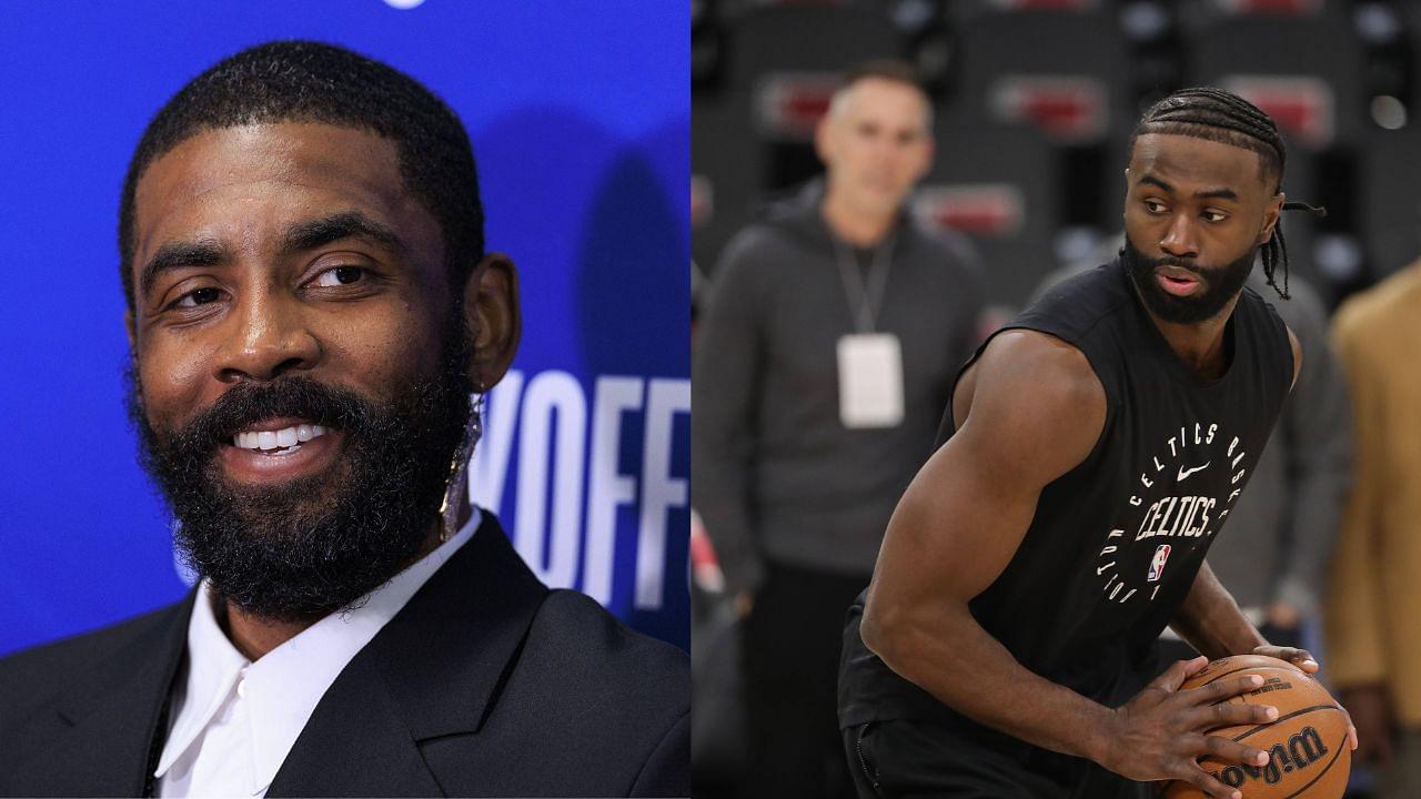Kyrie Irving (L), Jaylen Brown (R)