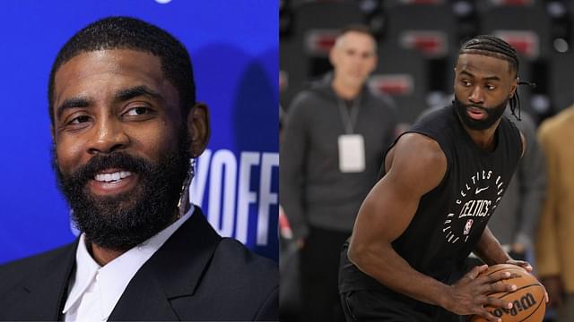Kyrie Irving (L), Jaylen Brown (R)