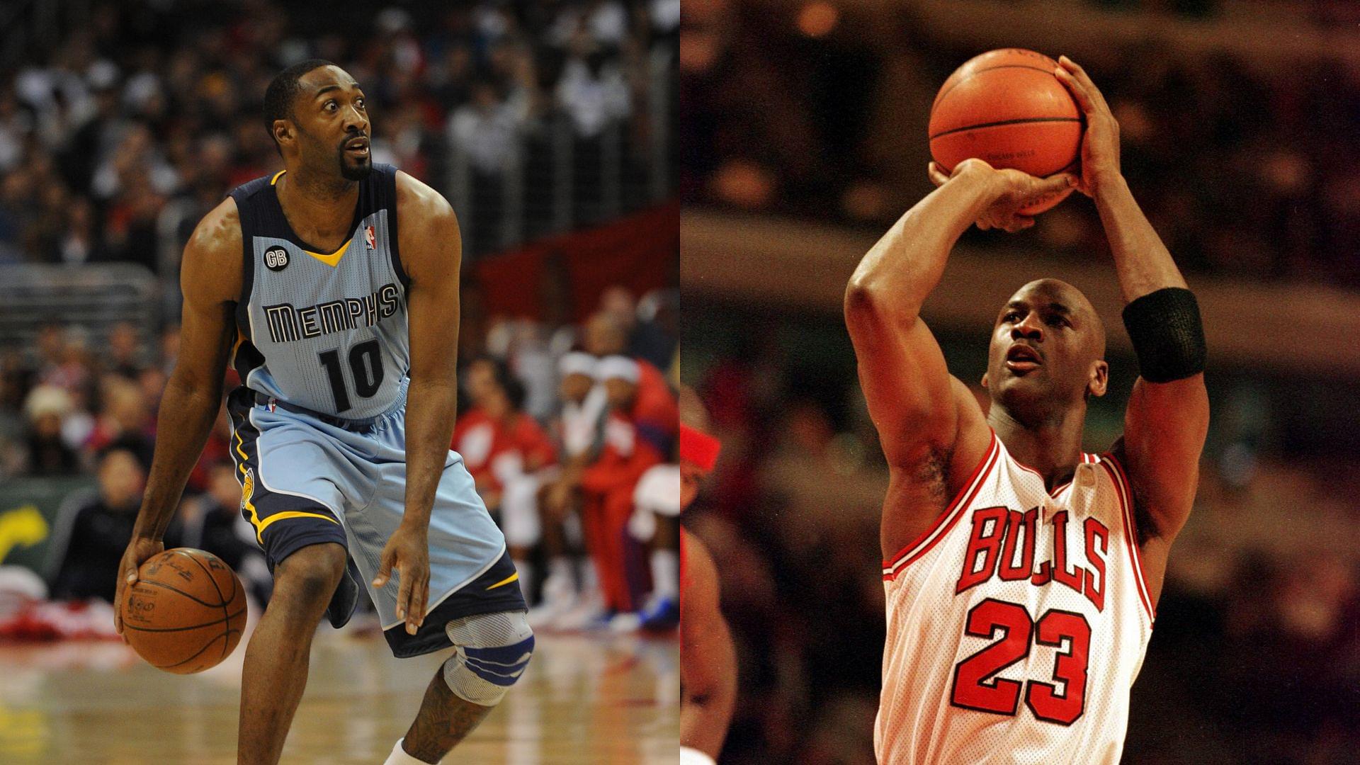 Gilbert Arenas (L) and Michael Jordan (R)