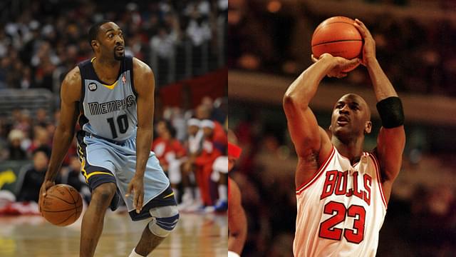 Gilbert Arenas (L) and Michael Jordan (R)