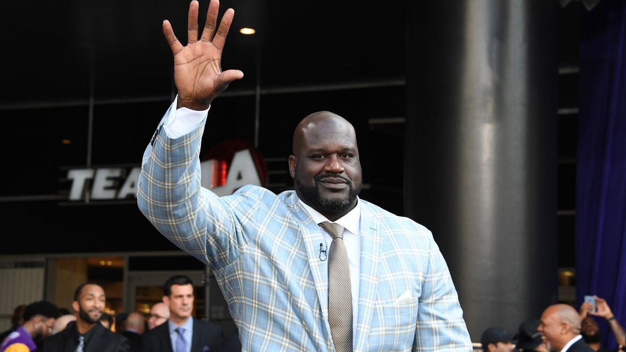 Shaquille O'Neal at statue unveiling