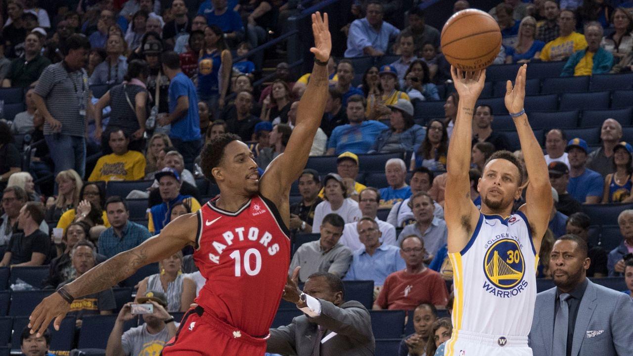 DeMar DeRozan and Steph Curry, Raptors v Warriors