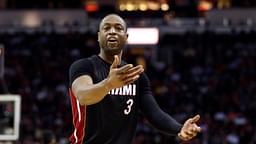 Feb 2, 2016; Houston, TX, USA; Miami Heat guard Dwyane Wade (3) reacts after a play during the second quarter against the Houston Rockets at Toyota Center.