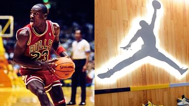 Michael Jordan (L) and Jordan Brand Logo (R)
