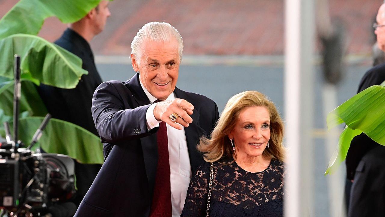 Miami Heat president Pat Riley walks the red carpet at the 2023 Basketball Hall of Fame induction ceremony at Symphony Hall.