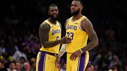 Los Angeles Lakers forward LeBron James (23) talks with guard Lance Stephenson (6) during the second half against the Denver Nuggets at Staples Center.