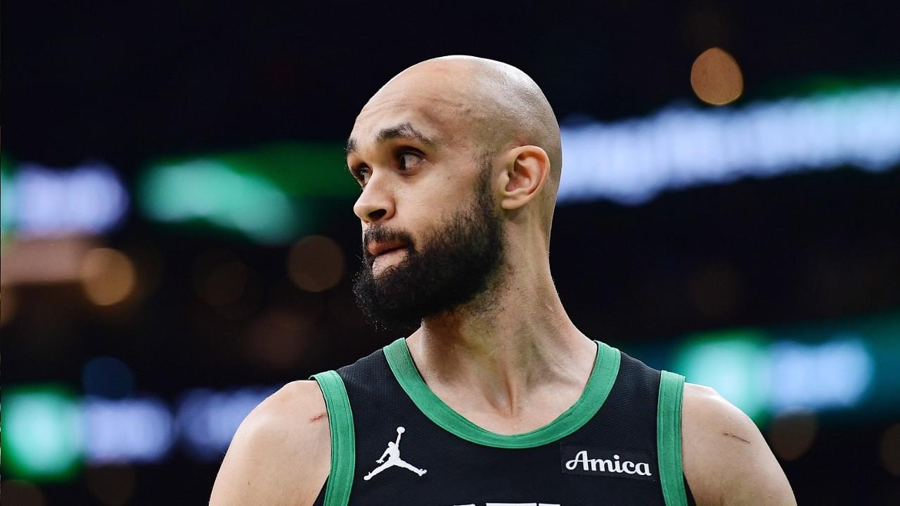 Boston Celtics guard Derrick White (9) in the first half during game five of the second round for the 2025 NBA Playoffs against the New York Knicks at TD Garden.