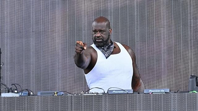 Shaquille O'Neal, AKA DJ Diesel, performs before the game between the San Diego Legion and the New England Free Jacks at Seat Geek Stadium.
