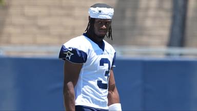 Dallas Cowboys receiver George Pickens (3) at training camp at the River Ridge Fields.