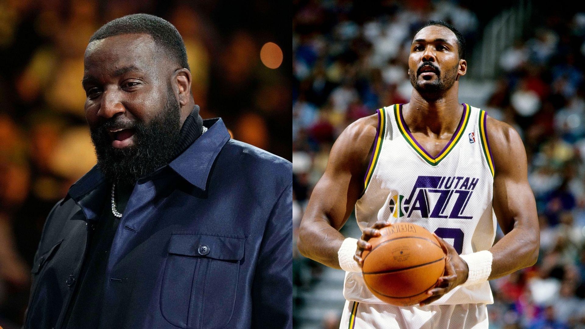 Kendrick Perkins (L) and Karl Malone (R)