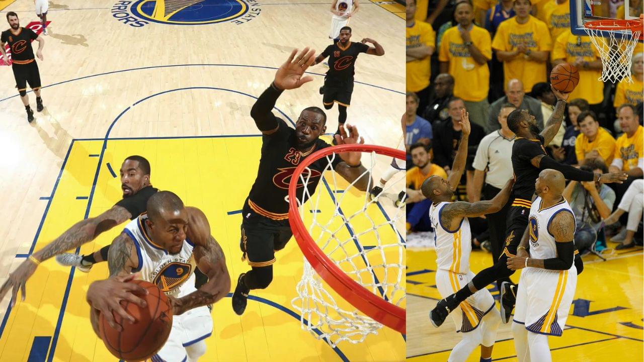 LeBron James and Andre Iguodala in Game 7 of the NBA Finals in 2016