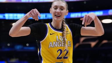 Jul 29, 2025; Los Angeles, California, USA; LA Sparks forward Cameron Brink (22) reacts against the Las Vegas Aces in the first half at Crypto.com Arena