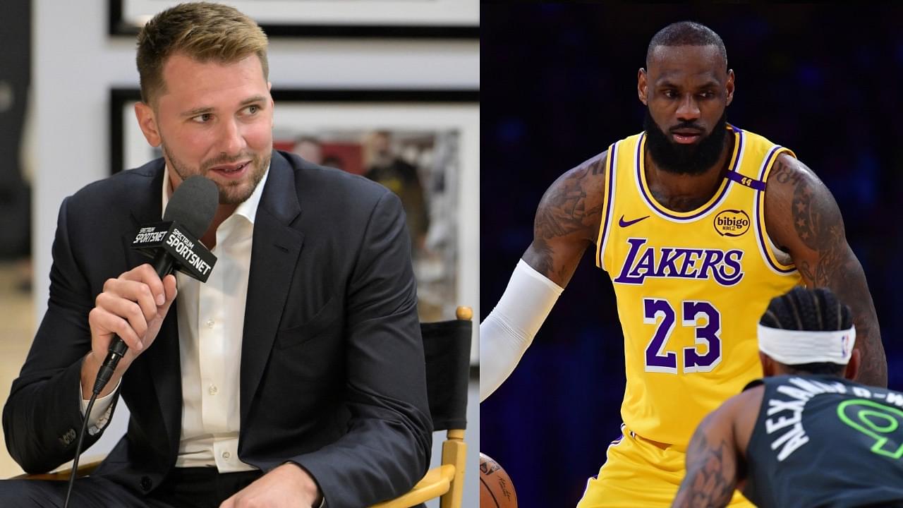 Luka Doncic (L), LeBron James (R)