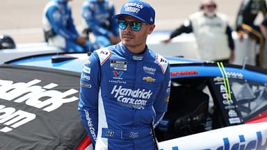 NASCAR Cup Series driver Kyle Larson (5) waits for the start of the Iowa Corn 350 at the Iowa Speedway.