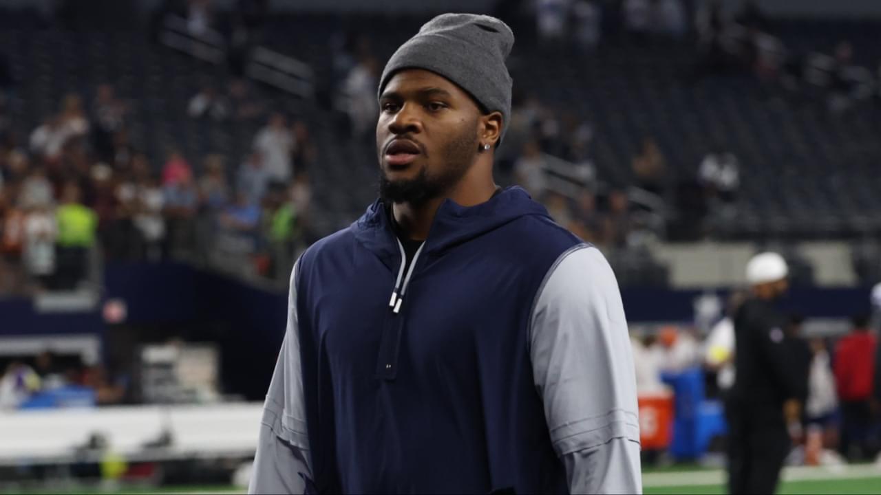 Dallas Cowboys defensive end Micah Parsons walks off the field after the game against the Atlanta Falcons at AT&T Stadium.