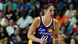 Los Angeles Sparks guard Kelsey Plum (10) reacts after her three point basket against the Connecticut Sun in the second half at Mohegan Sun Arena.