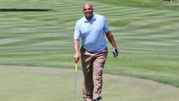 Using his club for a cane just a couple days away from surgery, NBA Basketball Herren USA star, CHARLES BARKLEY played in the American Century Championship Celebrity golf held at the Edgewood golf course on the shore of South Lake Tahoe.