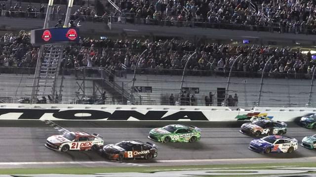 Harrison Burton no. 21 beats Kyle Busch no. 8 to the finish line, Saturday August 24, 2024 to win the Coke Zero Sugar 400 at Daytona International Speedway.