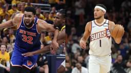 Karl-Anthony Towns (L), Devin Booker (R)