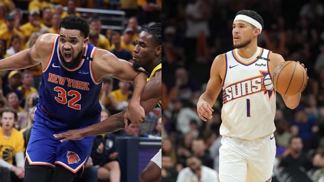 Karl-Anthony Towns (L), Devin Booker (R)