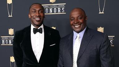 Shannon Sharpe (left) and Sterling Sharpe during red carpet arrivals for the NFL Honors show at Cyrus Northrop Memorial Auditorium at the University of Minnesota.
