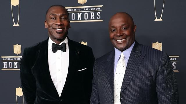 Shannon Sharpe (left) and Sterling Sharpe during red carpet arrivals for the NFL Honors show at Cyrus Northrop Memorial Auditorium at the University of Minnesota.