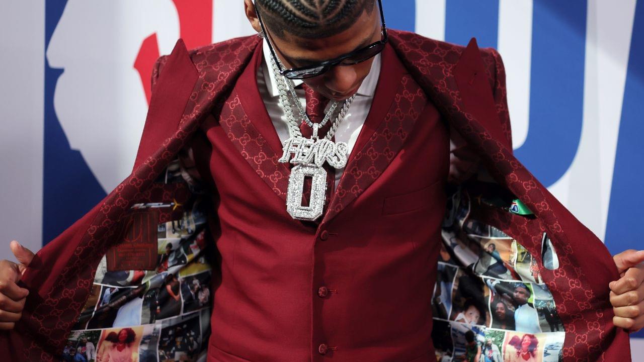 Jeremiah Fears arrives before the first round of the 2025 NBA Draft at Barclays Center.