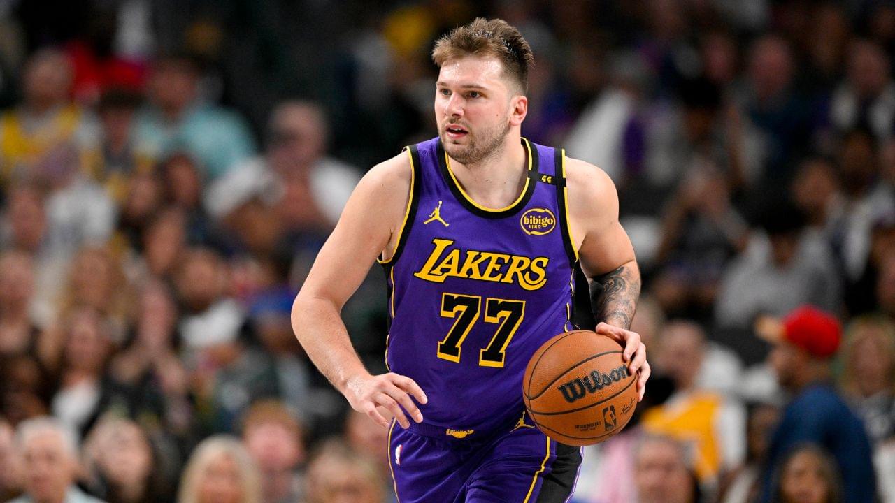 Los Angeles Lakers guard Luka Doncic (77) in action during the game between the Dallas Mavericks and the Los Angeles Lakers at American Airlines Center.