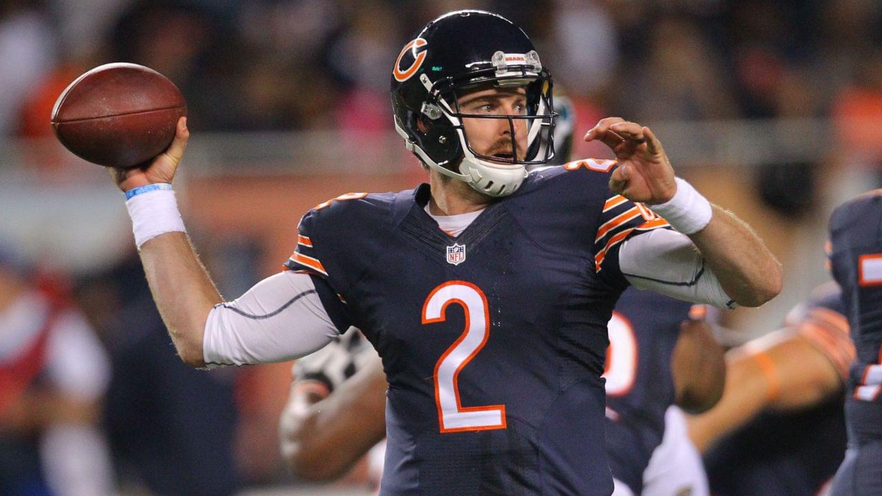 Chicago Bears quarterback Jordan Palmer (2) throws a pass during the second half of a preseason game against the Jacksonville Jaguars at Soldier Field. Chicago won 20-19.