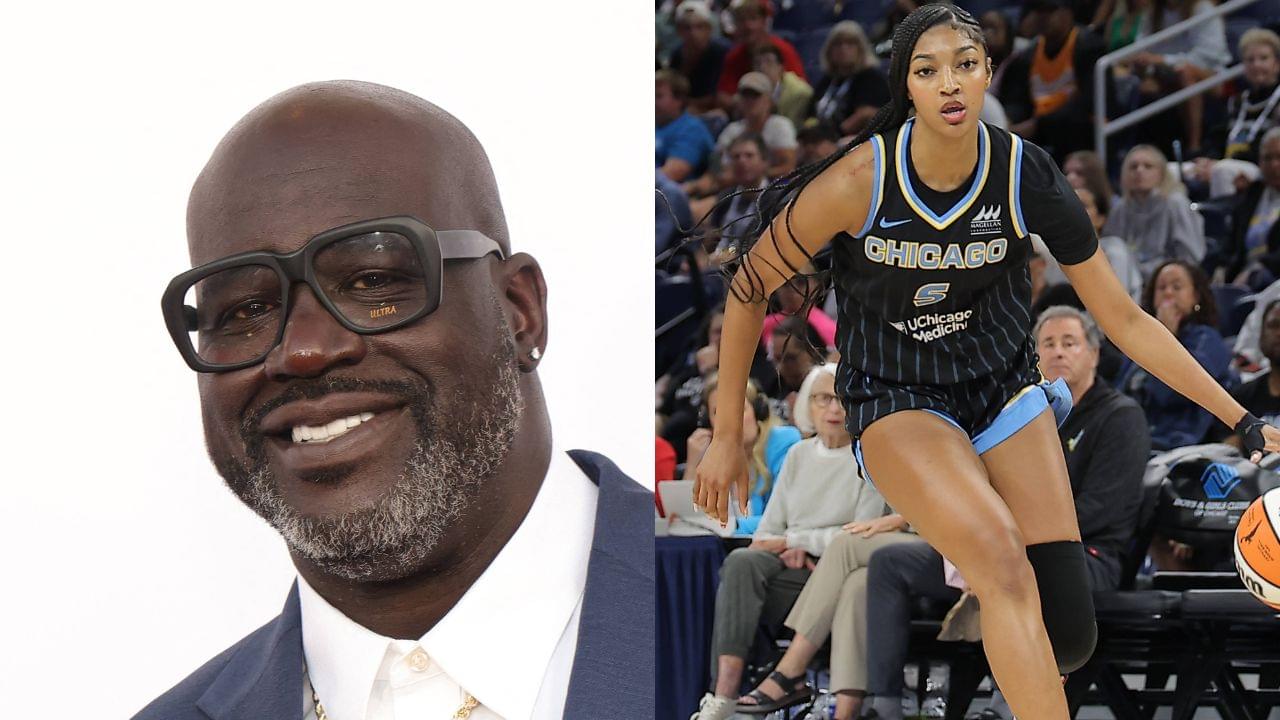 Shaquille O'Neal (L), Angel Reese (R)