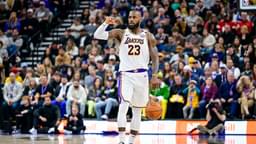 Dec 1, 2024; Salt Lake City, Utah, USA; Los Angeles Lakers forward LeBron James (23) dribbles the ball downcourt against the Utah Jazz during the second half at the Delta Center.
