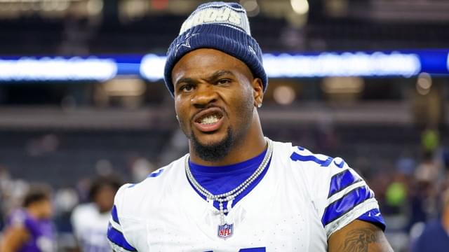 Dallas Cowboys defensive end Micah Parsons (11) reacts after the game against the Baltimore Ravens at AT&T Stadium.