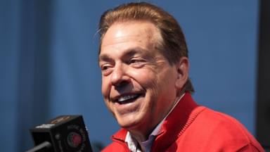 Alabama Crimson Tide head coach Nick Saban during Rose Bowl media day at Rose Bowl Stadium.