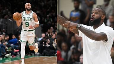 Derrick White (L), LeBron James (R)