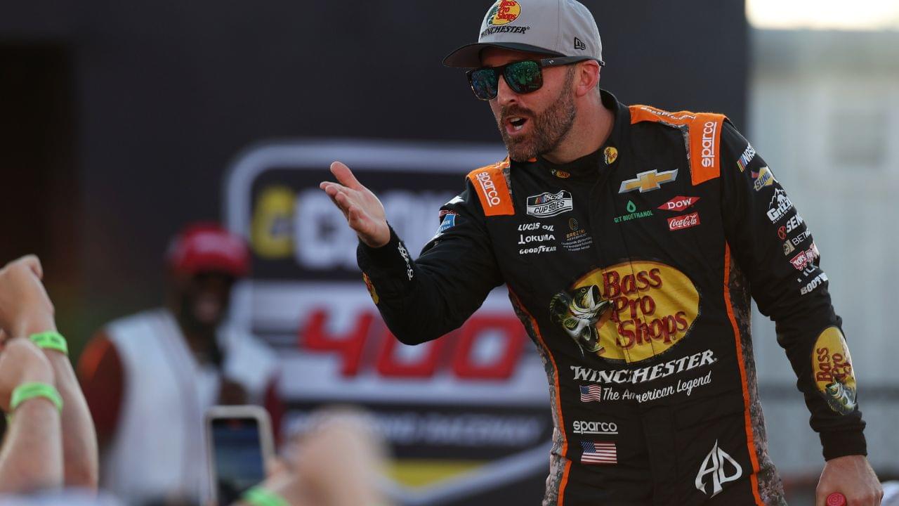 NASCAR Cup Series driver Austin Dillon (3) gestures to fans during driver introductions prior to the NASCAR Cup Series Cook Out 400 at Richmond Raceway.