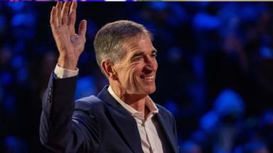NBA great John Stockton is honored for being selected to the NBA 75th Anniversary Team during halftime in the 2022 NBA All-Star Game at Rocket Mortgage FieldHouse.