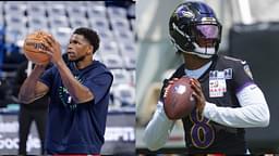 Anthony Edwards (L), Lamar Jackson (R)
