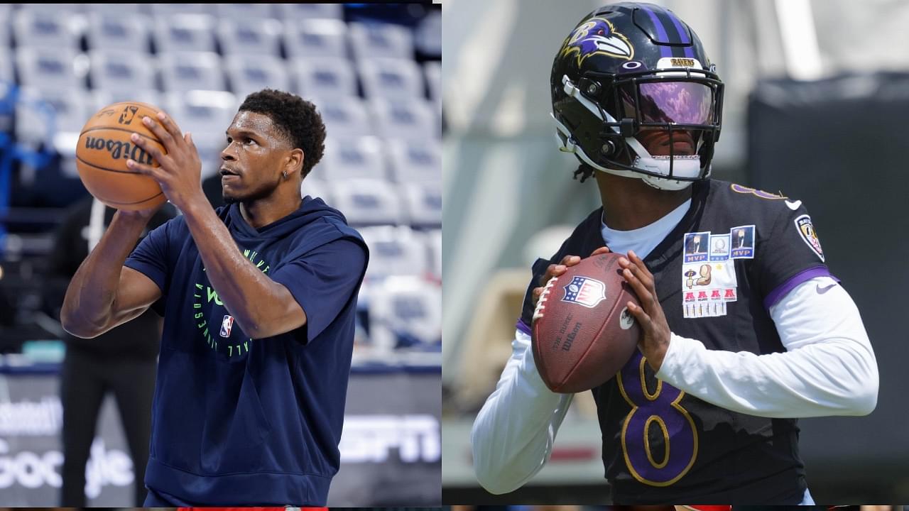 Anthony Edwards (L), Lamar Jackson (R)