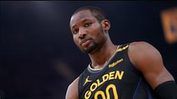 Golden State Warriors forward Jonathan Kuminga (00) stands on the court before a play against the Minnesota Timberwolves in the second quarter during game four of the second round for the 2025 NBA Playoffs at Chase Center.